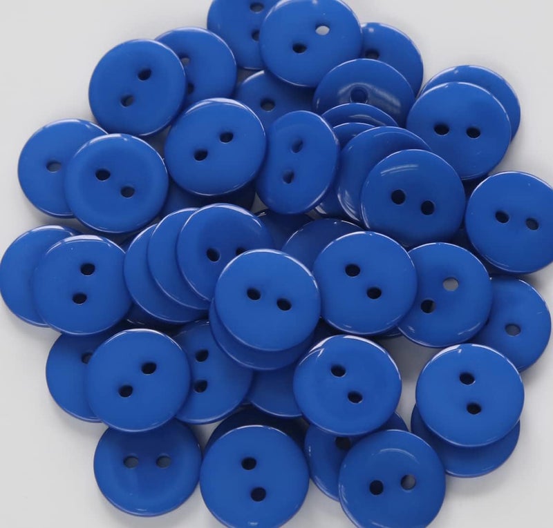 100 PCS 1 Inch (25mm) Round 2 Holes Resin Buttons for Sewing Garment Dark Blue Color Buttons DIY Crafts Working Projects